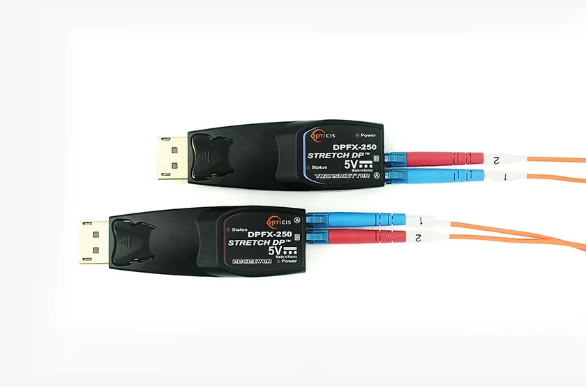 Opticis DPFX-250-TR DisplayPort 1.2 Optical Extender | 200m Dual LC OM3 Fiber - View 1