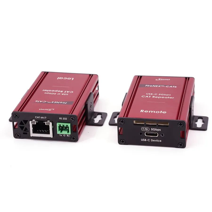 Newnex FireNEX-CAT6 USB-C 3.2 Repeater over CAT6a/7 Cable, 5Gbps, 90m (300ft), USB-PD 27W, RS-232