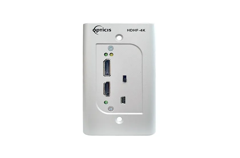 Opticis HDHF-4K HDMI 2.0 & DisplayPort 1.2 Wall Plate Fiber Converter, 4K60, 300m (984ft)