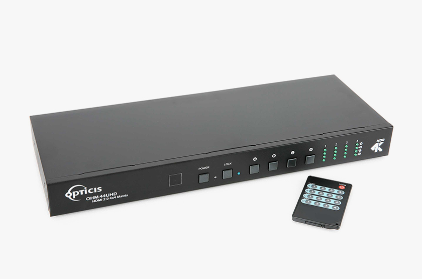 Opticis HDMI 2.0 4x4 Matrix Router, 4K60, HDR, 18Gbps (OHM-44UHD)