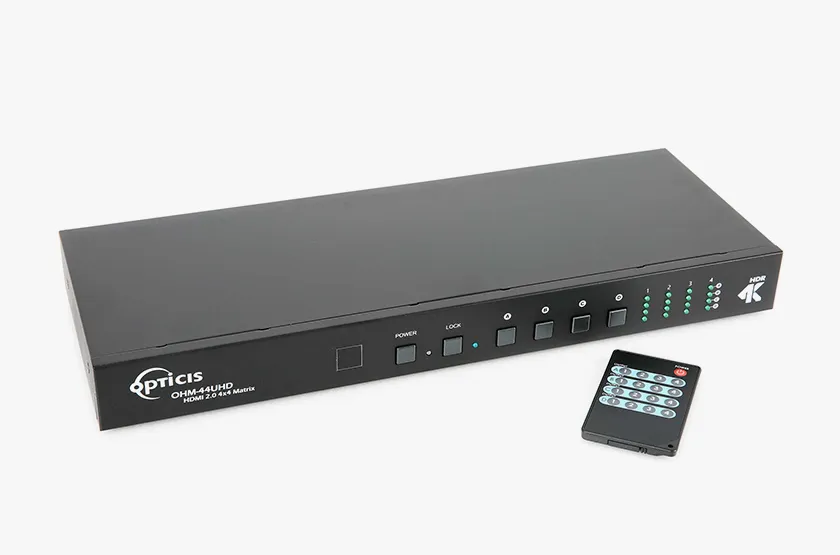 Opticis HDMI 2.0 4x4 Matrix Router, 4K60, HDR, 18Gbps (OHM-44UHD) - Custom Specifications & Volume Orders